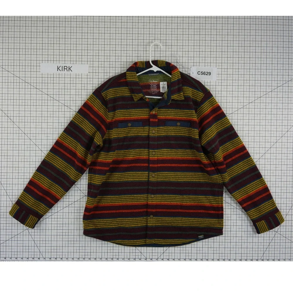 NEW L.L. Bean Sweater Fleece Shirt Jacket Men's Size XL Multi Striped Shacket